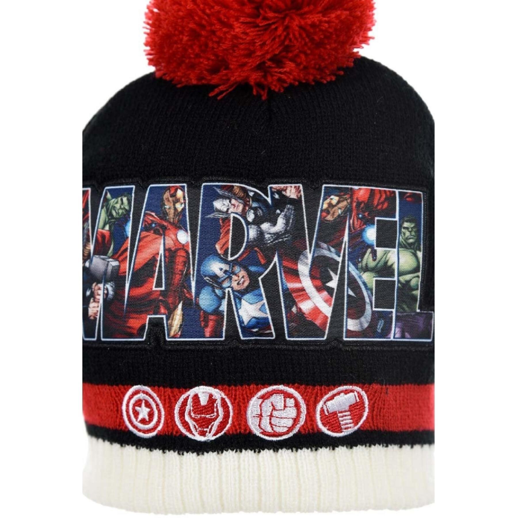Children's wool and fleece hat and neck warmer set Avengers