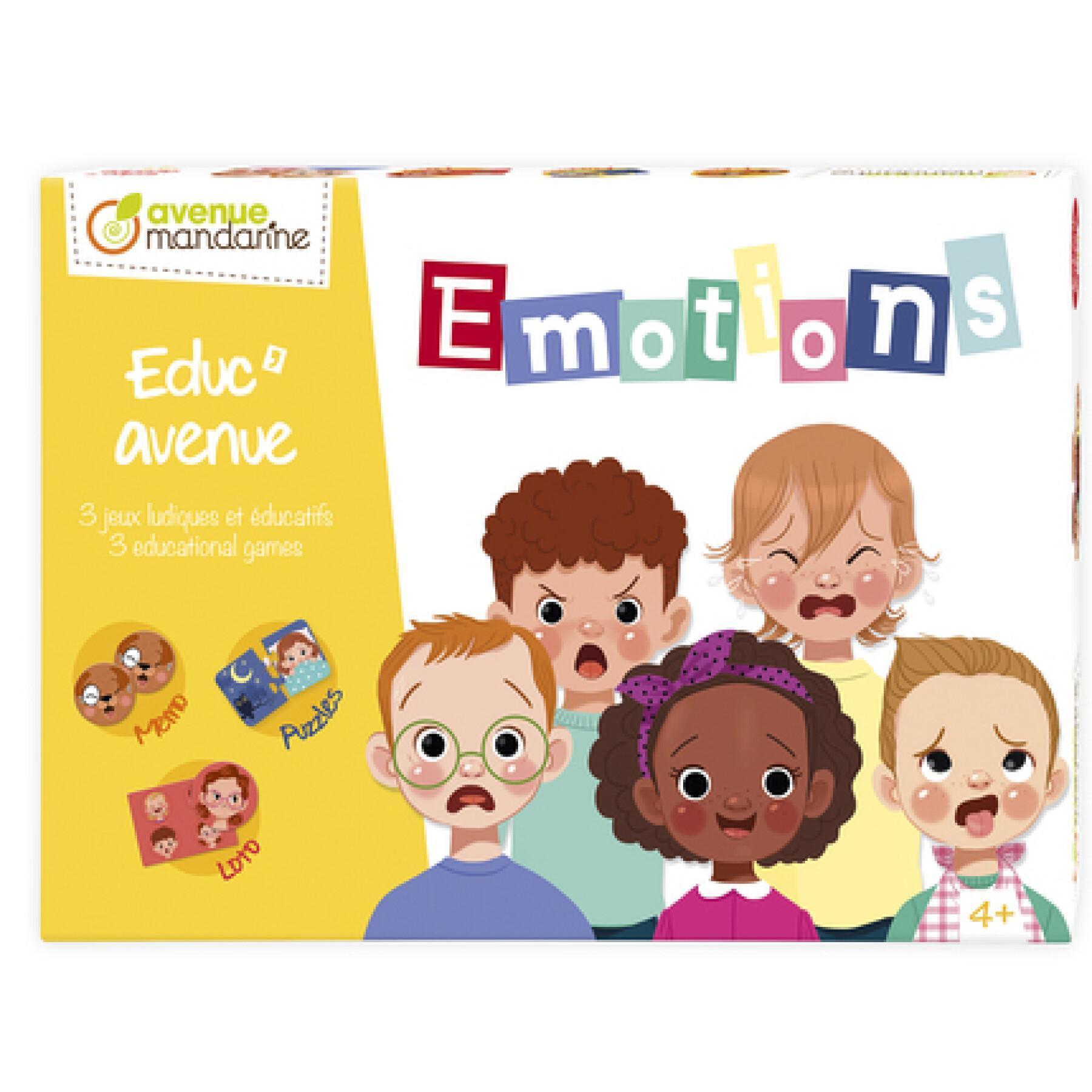 Set of 3 educational games about emotions Avenue Mandarine