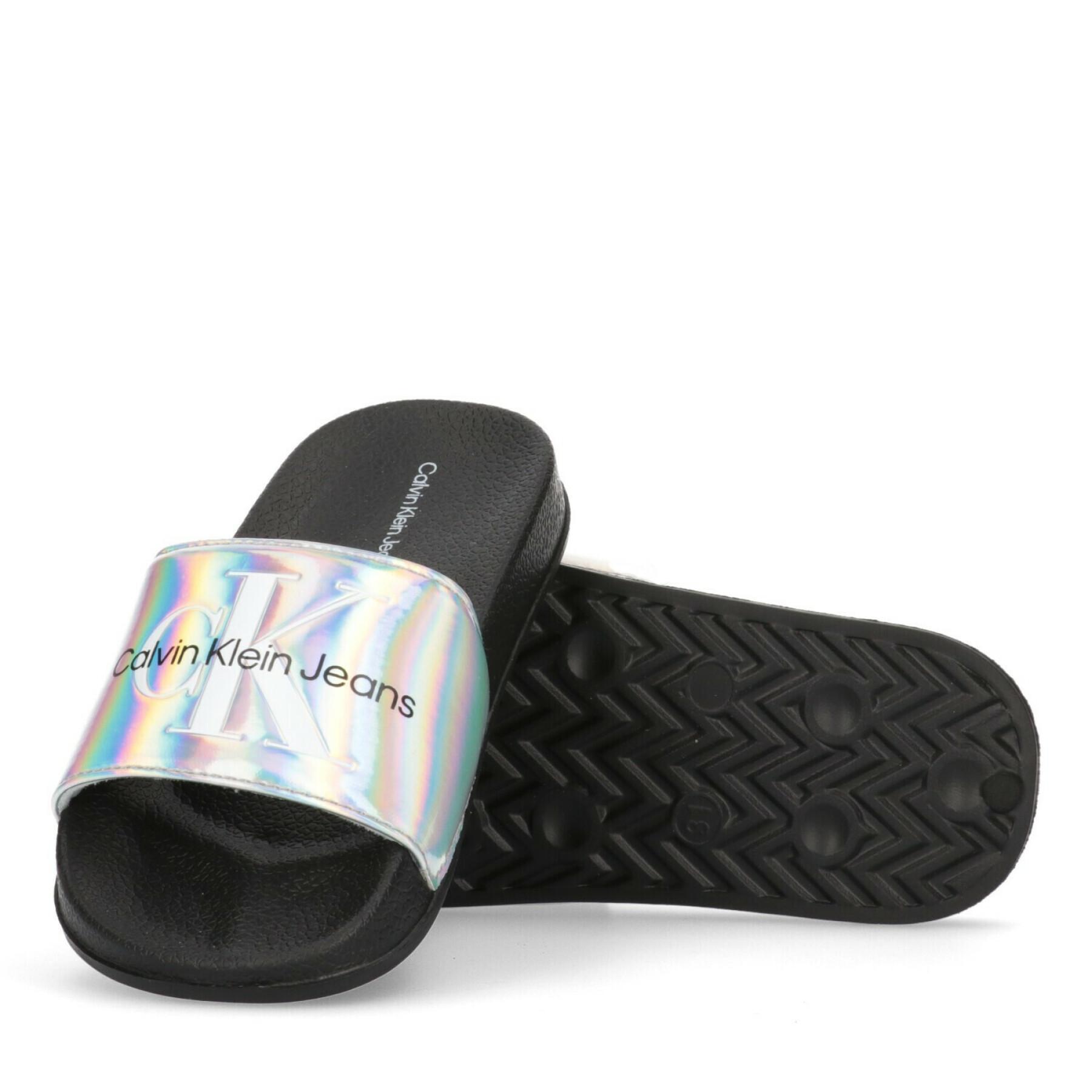 Iridescent pool slippers kid Calvin Klein