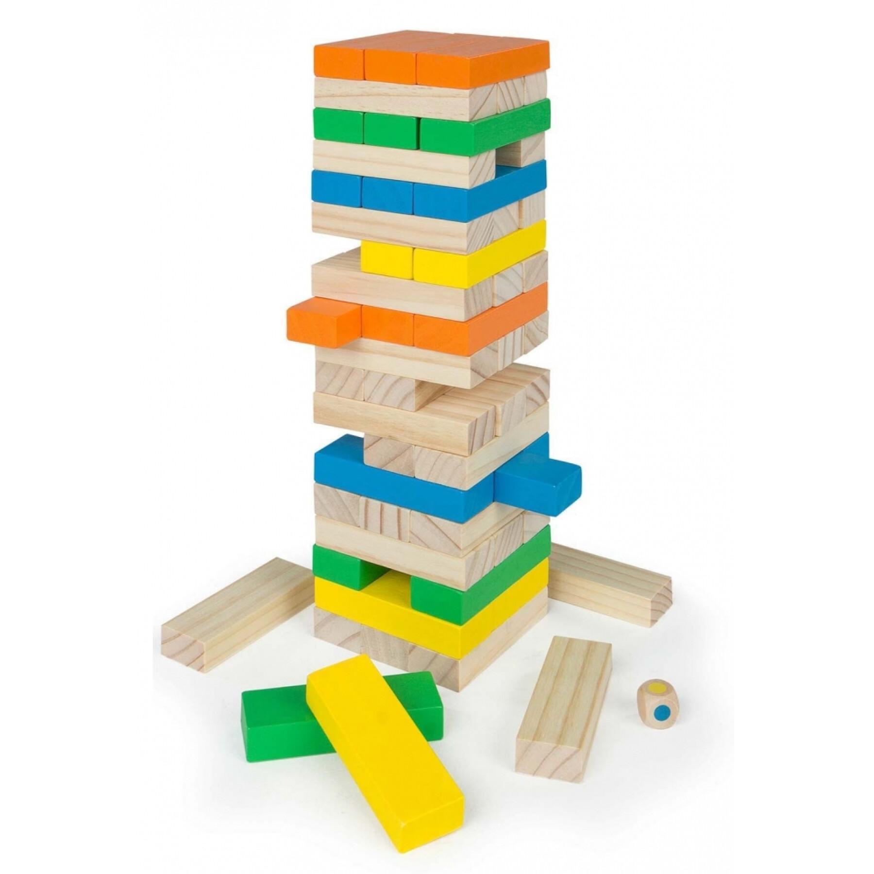 Wooden block tower 58 pieces ColorBaby