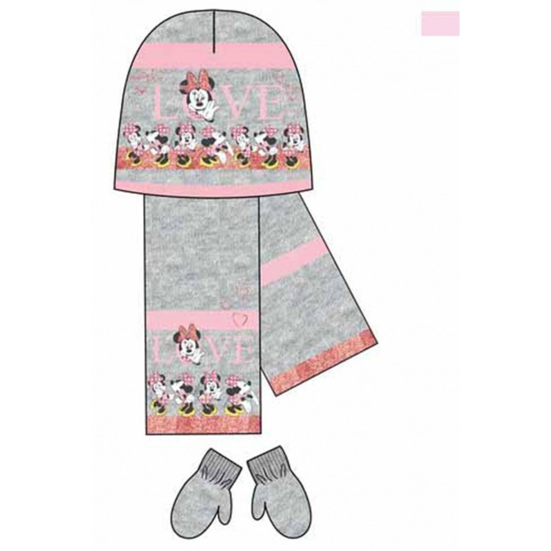 Children's hat and scarf set with sequined mittens Disney
