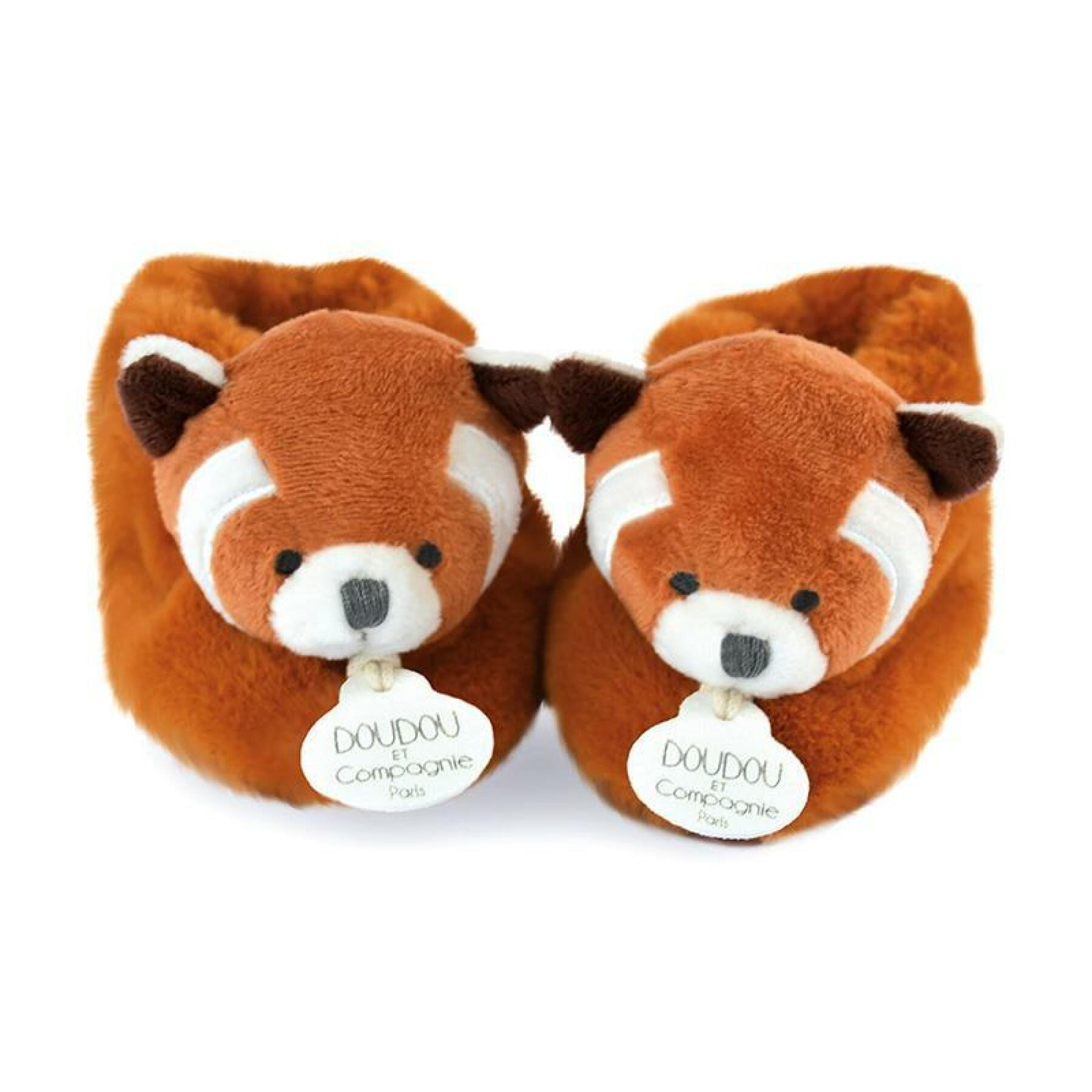 Slippers with rattle baby Doudou & compagnie Unicef - Panda Roux