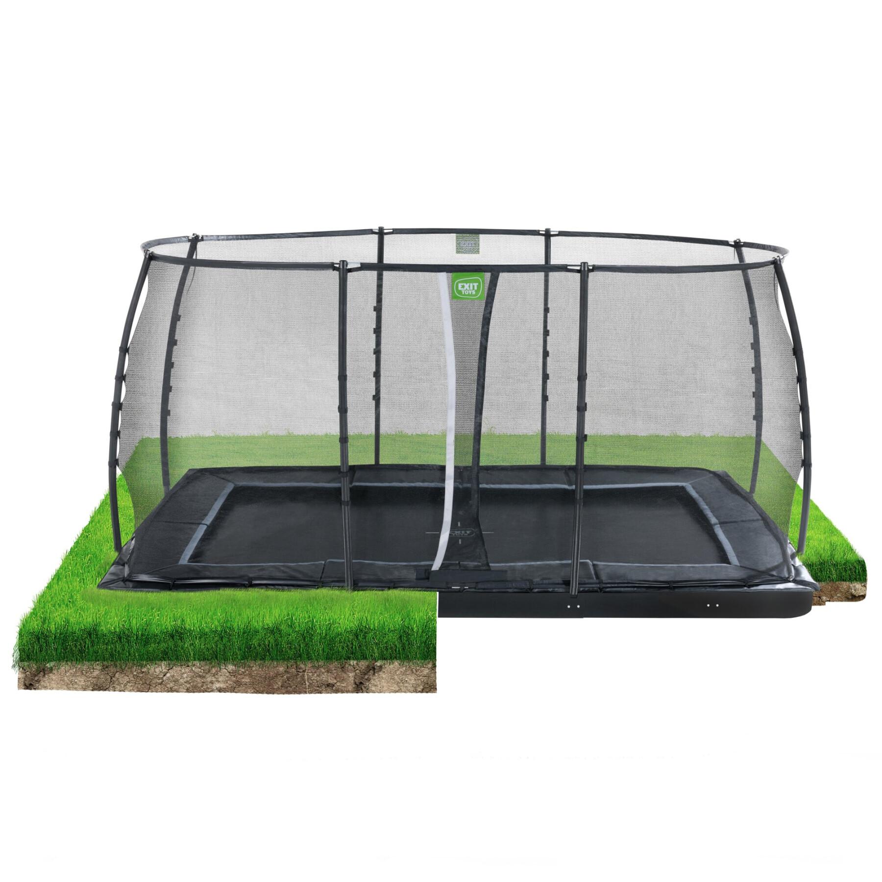 Trampoline buried at ground level with safety net Exit Toys Dynamic 244 x 427 cm
