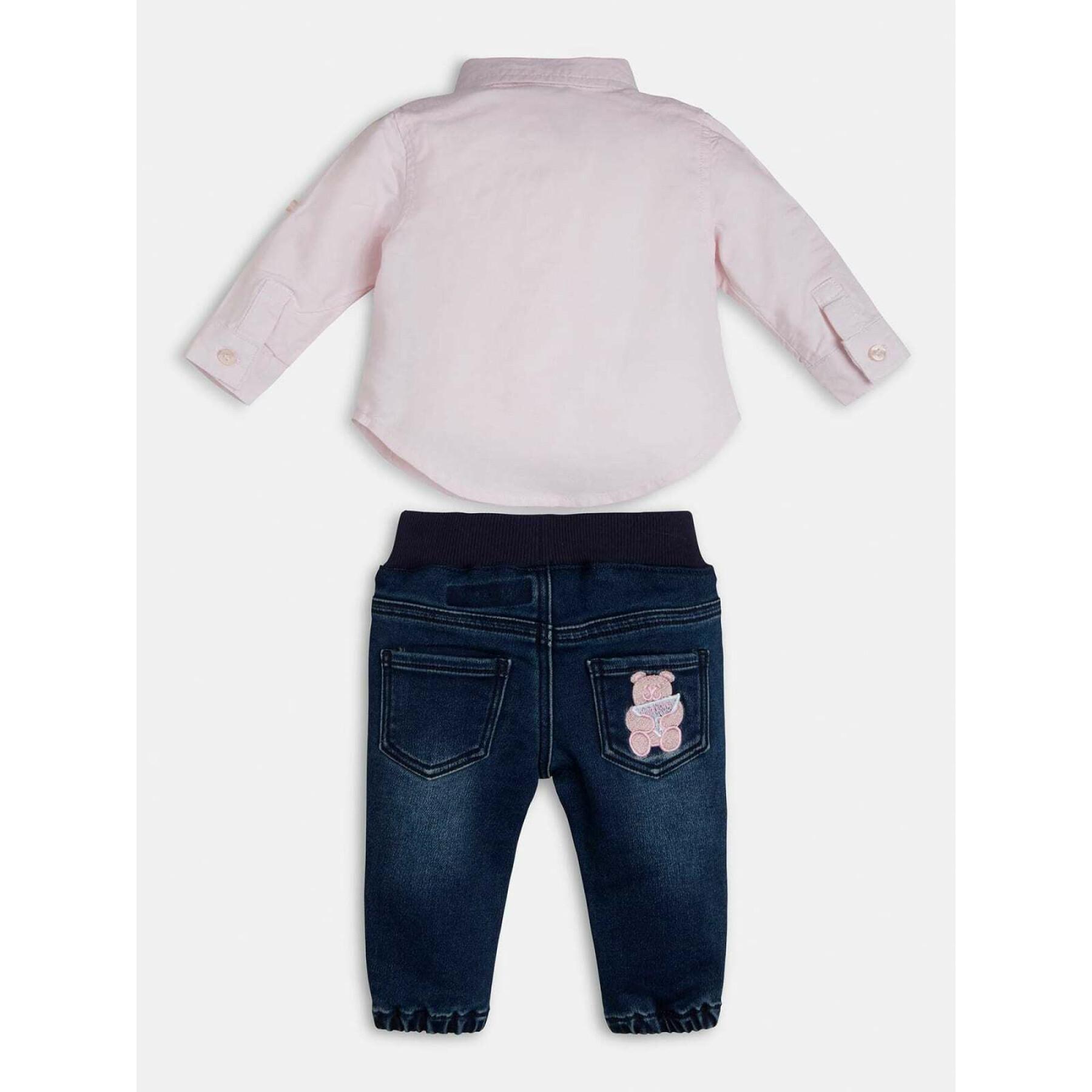 Baby shirt with adjustable sleeves + pants set Guess