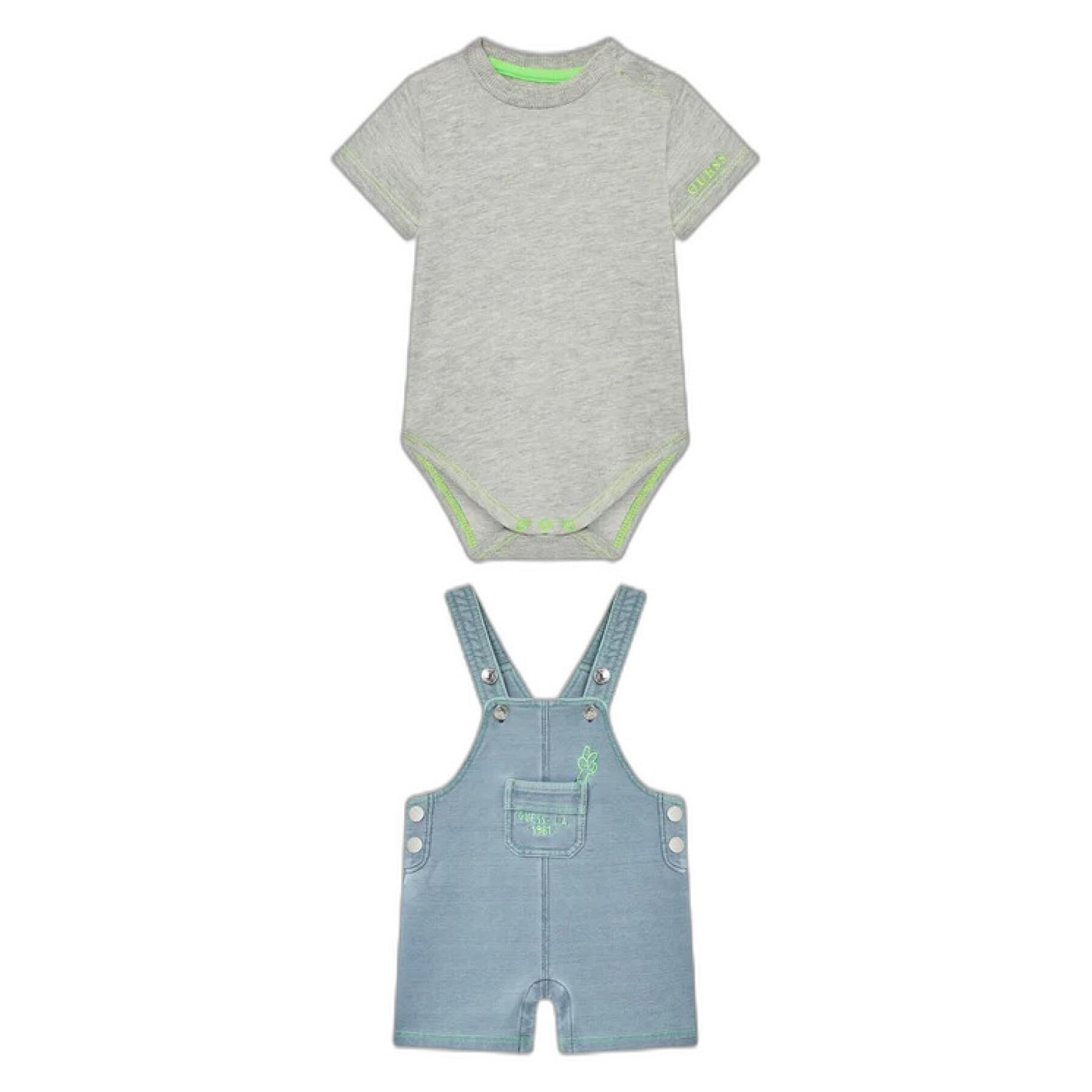 Baby boy overalls + bodysuit set Guess