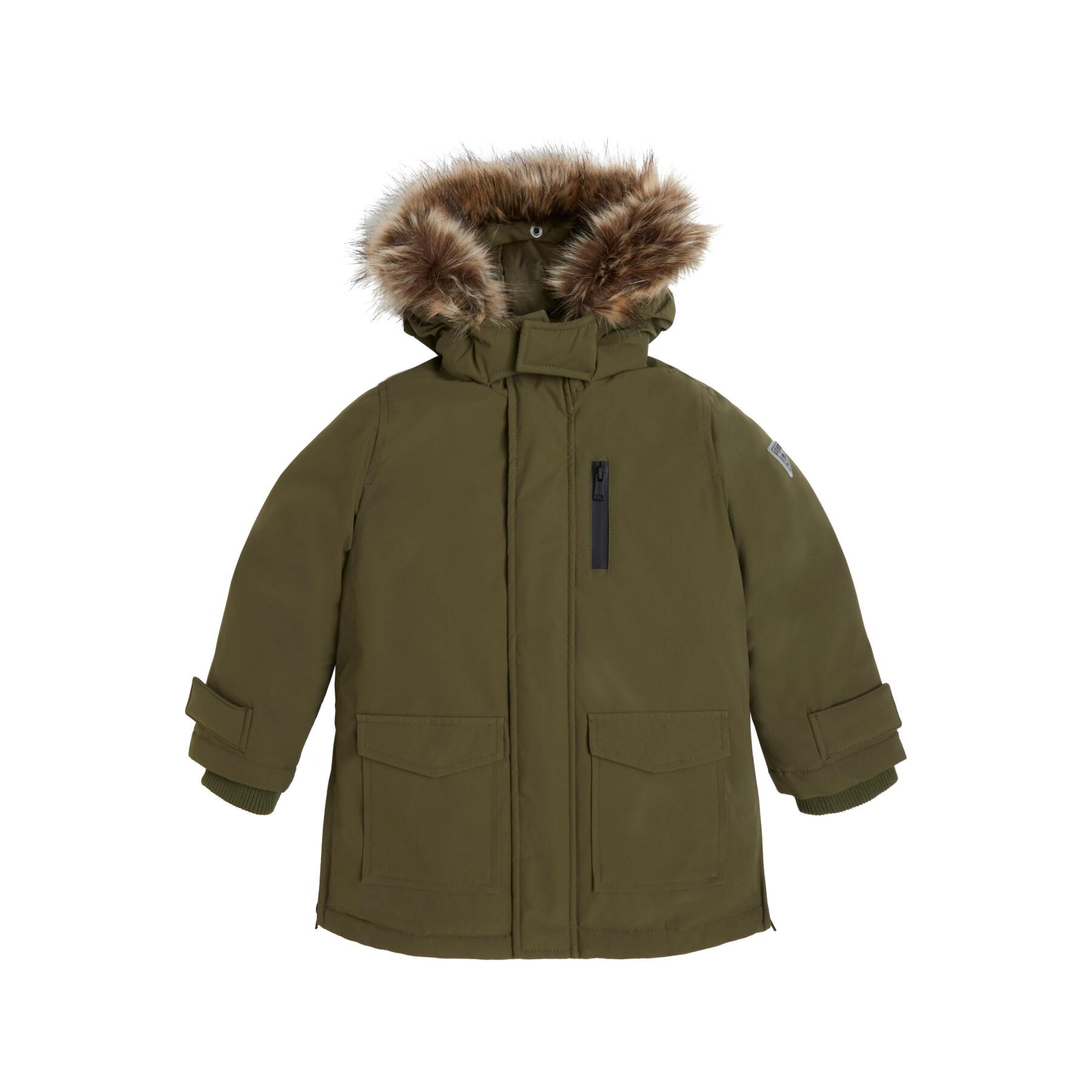 Fake fur hooded parka for kids Guess