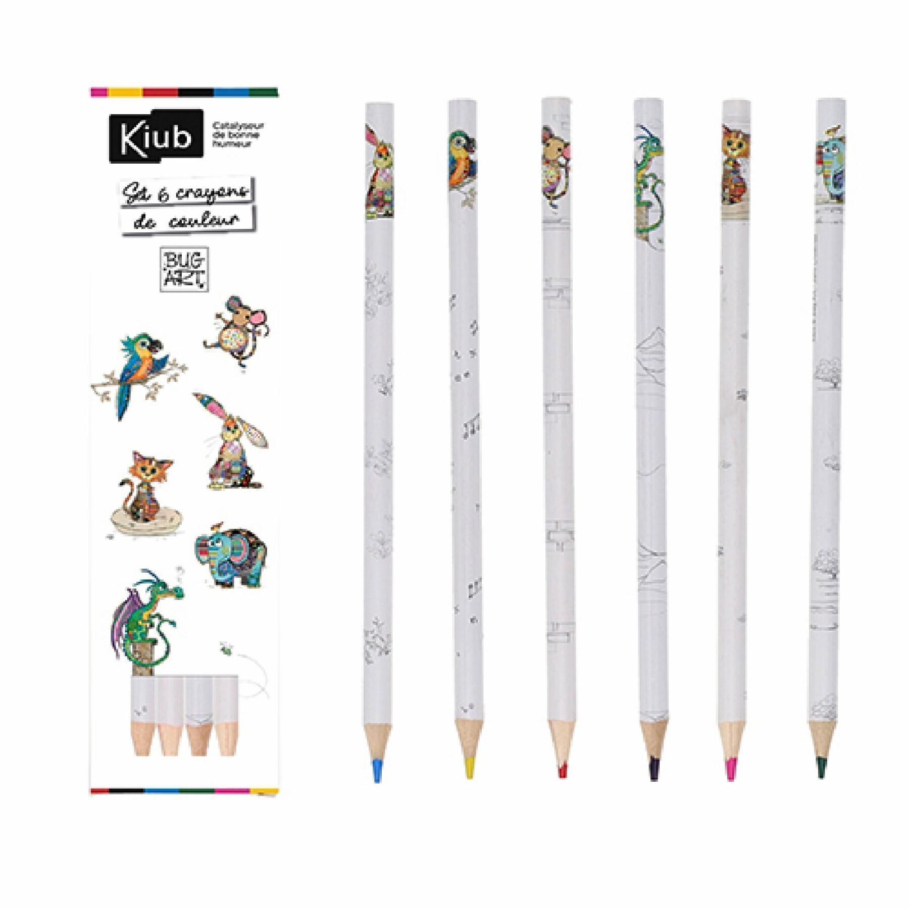 Set of 6 assorted colored pencils Kiub Kook